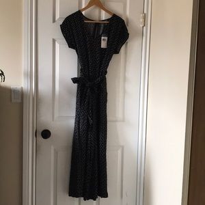 BROKEN ZIPPER Chaps jumpsuit black white pockets